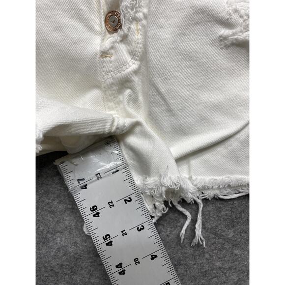 Hollister Shorts Womens 0 24 White High Rise Short-Short Distressed Denim Cutoff - Picture 6 of 11